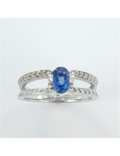 Bague saphir diamants or 18... 2