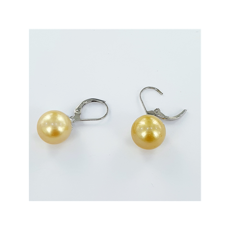 Boucles d'oreilles perles dorées or...