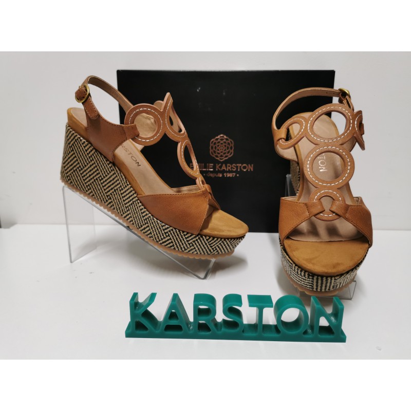Sandale compensé KARSTON cuir ambre 